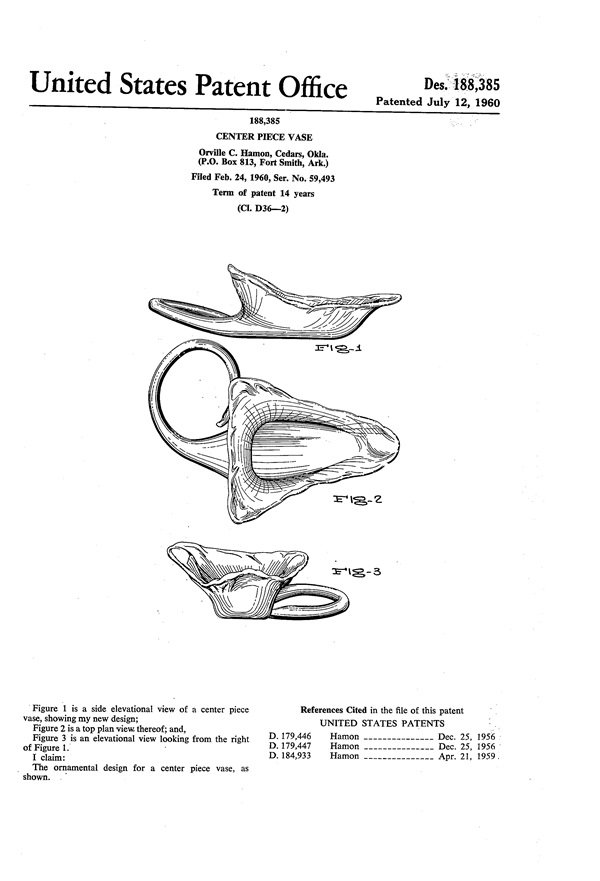 Hamon Vase Design Patent D188385-1