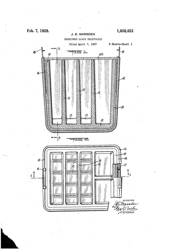 Marsden Works Battery Jar Patent 1658453-1
