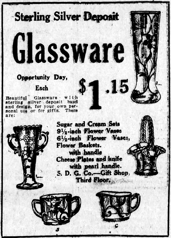 Sterling Silver Deposit Glassware Advertisement