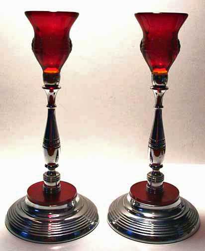 New Martinsville #  37 "Moondrops" or Georgian  Candlestick with Chrome