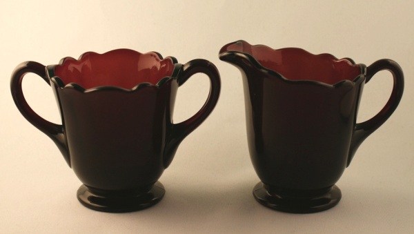 New Martinsville Newport Cream & Sugar