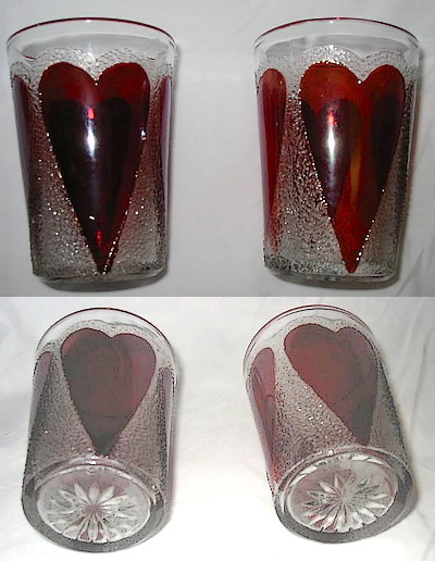 New Martinsville # 724 Heart in Sand Tumblers