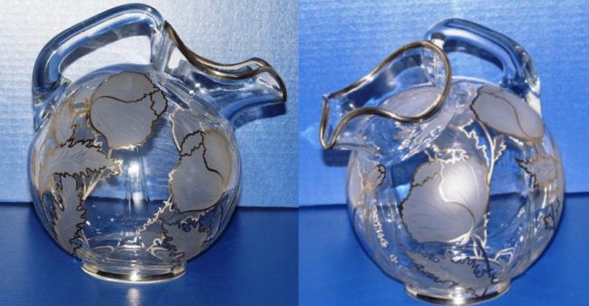 Cambridge #3400/  38 Ball Jug w/ National Silver Deposit Ware Decoration