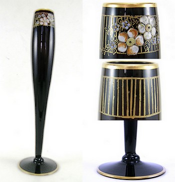 Central #1320/168 Black Amethyst Bud Vase w/ Gold & Enamel Decoration