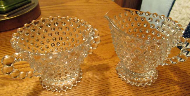 Duncan & Miller # 118 Early American Hobnail Footed Cream & Sugar
