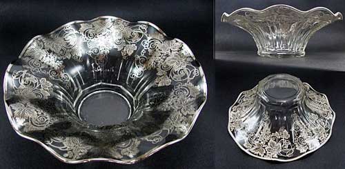 Duncan & Miller #  75 Whitney Crimped Bowl w/ Silver Overlay