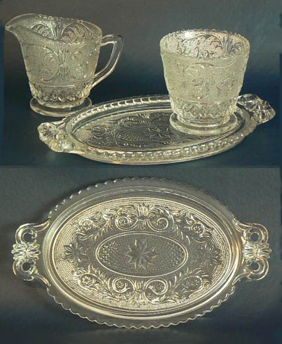 Duncan & Miller #  41 Early American Sandwich Cream and Sugar with Tray
