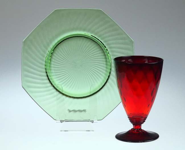 Fenton #1502 Diamond Optic Goblet & #1503 Spiral Optic Plate