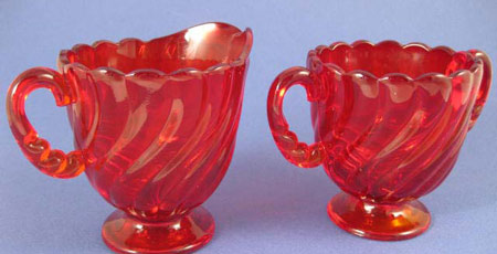 Fostoria CO15/682 Ruby Giftware Cream and Sugar