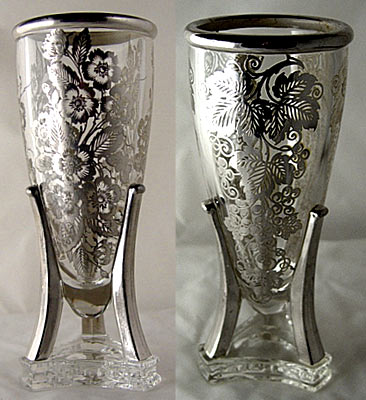 Fostoria #2454 Rocket Vase with Silver Overlay