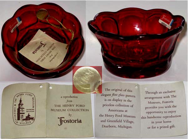 Fostoria #2770 Argus Dessert Bowl with Henry Ford Museum Tag
