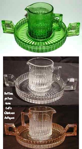 Heisey # 473 Narrow Flute w/ Rim Sugar Tray & Creamer