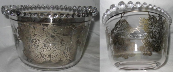 Imperial # 400/  63 Candlewick Ice Tub w/ Unknown Silver Overlay