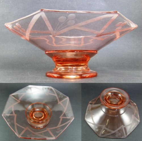 McKee Octagon Edge Compote w/ Unknown Cutting