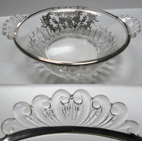 Paden City Nerva Bowl  w/ Silver Overlay
