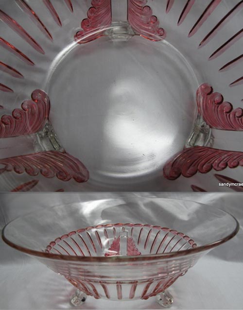 Paden City Nerva Bowl with Red Stain