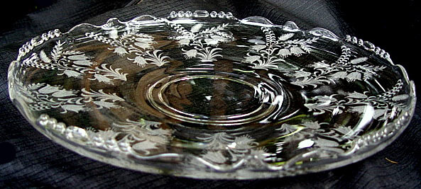 Tiffin # 5902 Lily Plate with Fuchsia Etch