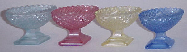 Westmoreland # 555 English Hobnail Nut Cups -- Fired-on Colors