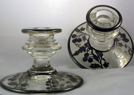 Indiana #   9 Candleholder w/ Fruits Silver Overlay