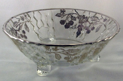 Indiana # 372 Bowl w/ Fruit Silver Overlay