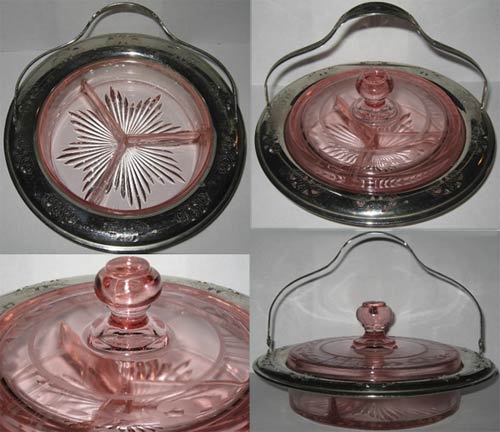 Indiana # 159-3 Covered Relish in Farberware Holder