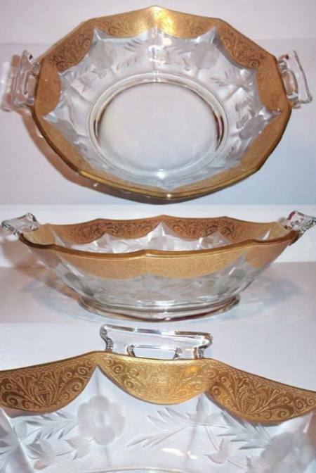 Imperial # 727 Molly Bowl w/ Gold Encrusted Bell Flower Etch