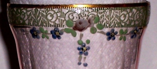 Unknown Decoration w/ Enamel Flowers & Rambler Rose Etch