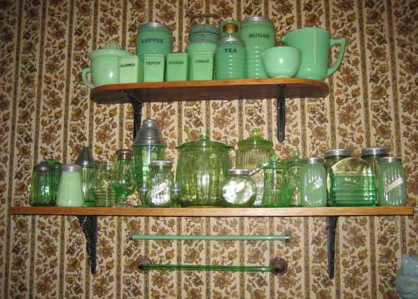 Jadite Kitchen Glassware Display