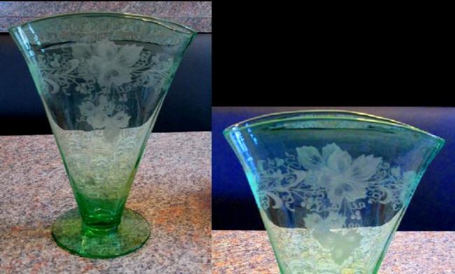 Hawkes Fan Vase w/ Floral Engraving