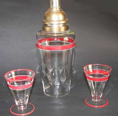 Thomas G. Hawkes & Company Cocktail Shaker and Cocktail Glasses