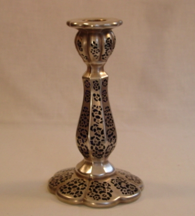 Unknown Candlestick w/ Unknown Silver Overlay