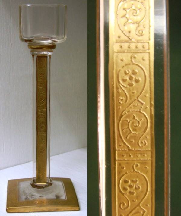 Unknown Square Candlestick w/ Gold Decoration