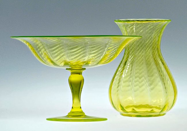 Unknown "Broken Swirl" Vase & Compote