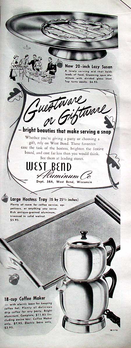 West Bend Aluminum Ad with Glass Insert Tray