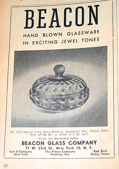Beacon Glass Co. Candy Dish Ad