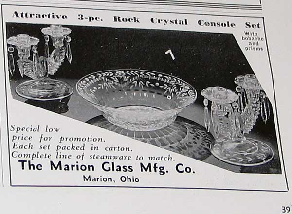 Marion Glass Mfg. Co. Rock Crystal Ad
