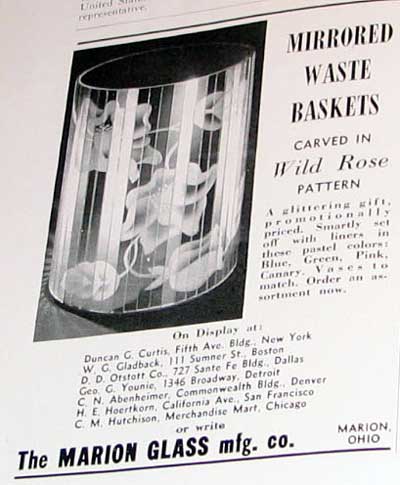 Marion Glass Mfg. Co. Wild Rose Ad