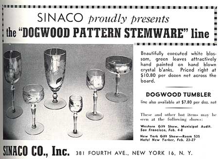 Sinaco Co. Inc. Dogwood Pattern Stemware