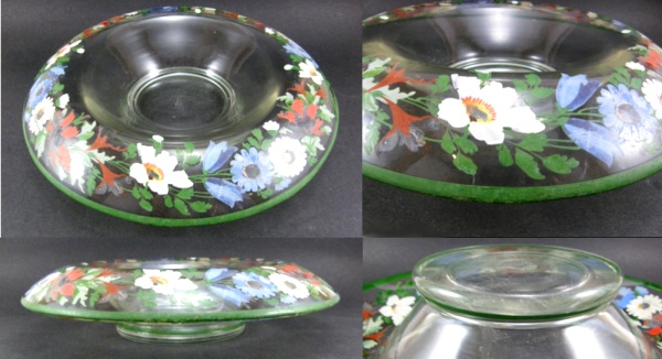 Unknown Roll-Edge Console Bowl w/ Floral Decoration