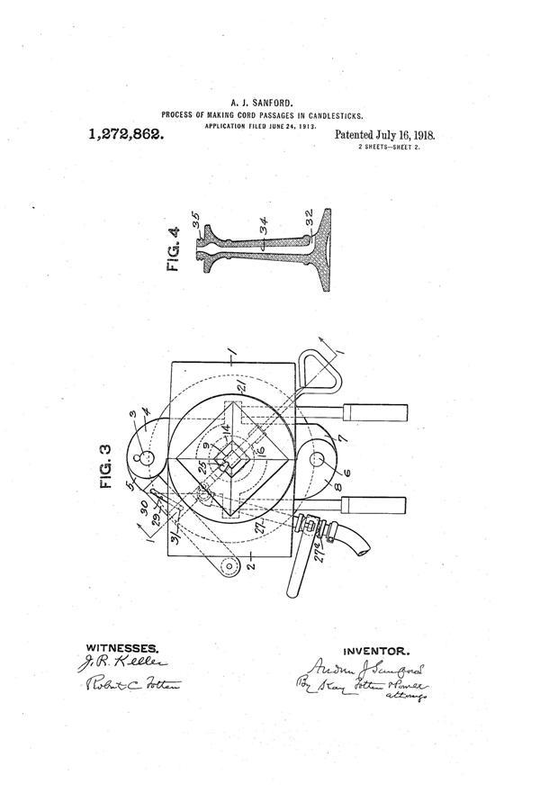 Heisey #  21 Aristocrat Electro-Portable Candlestick Patent 1272862-2