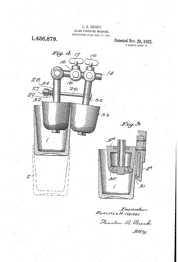 Heisey Glass-Finishing Machine Patent 1436878-2