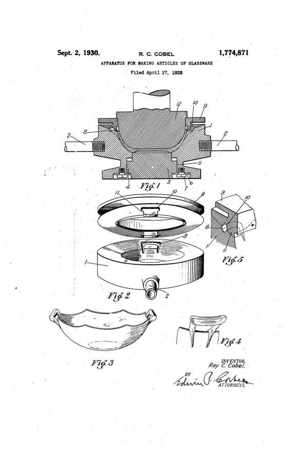 Heisey #1229 Octagon Bowl Patent 1774871-1