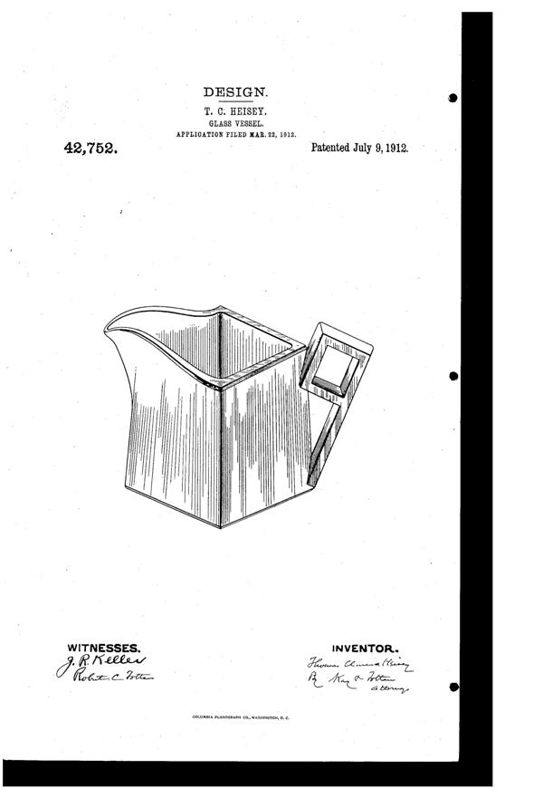 Heisey # 355 Quator Sugar Design Patent D 42752-1