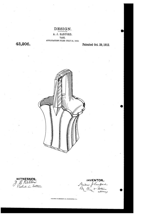 Heisey Basket Design Patent D 43206-1