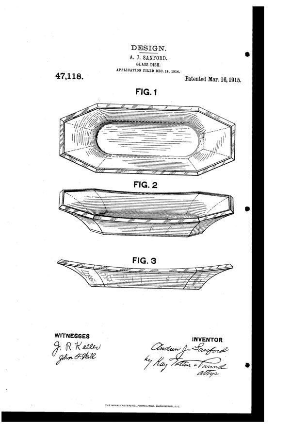 Heisey # 468 Octagon w/ Rim Dish Design Patent D 47118-1