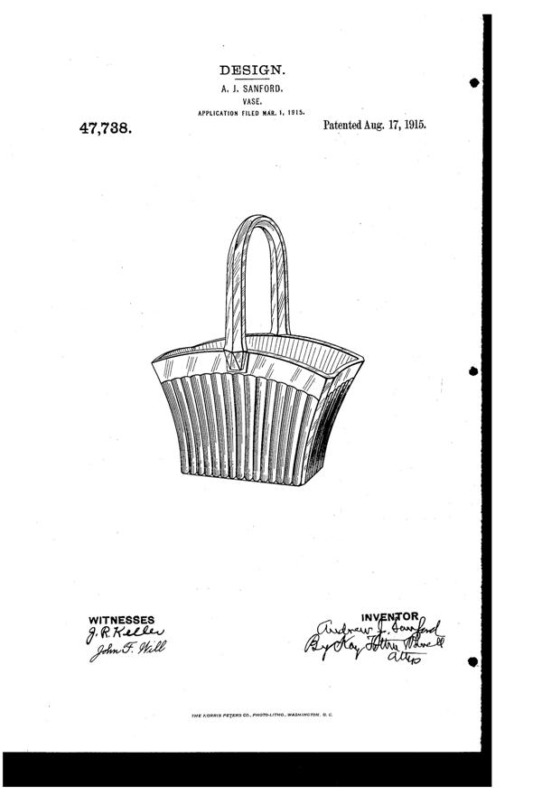 Heisey # 473 Basket Design Patent D 47738-1