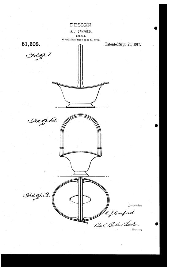 Heisey # 467 Helmet Basket Design Patent D 51308-1