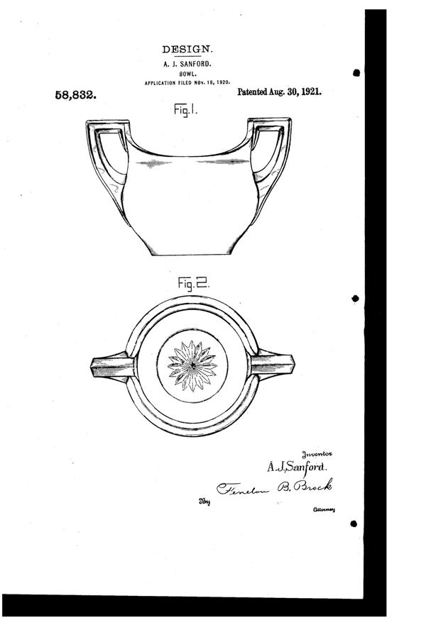 Heisey #1020 Phyllis Sugar Design Patent D 58832-1