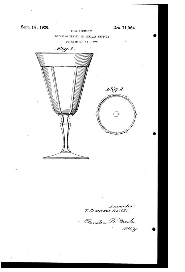 Heisey # 411 Tudor Goblet Design Patent D 71064-1