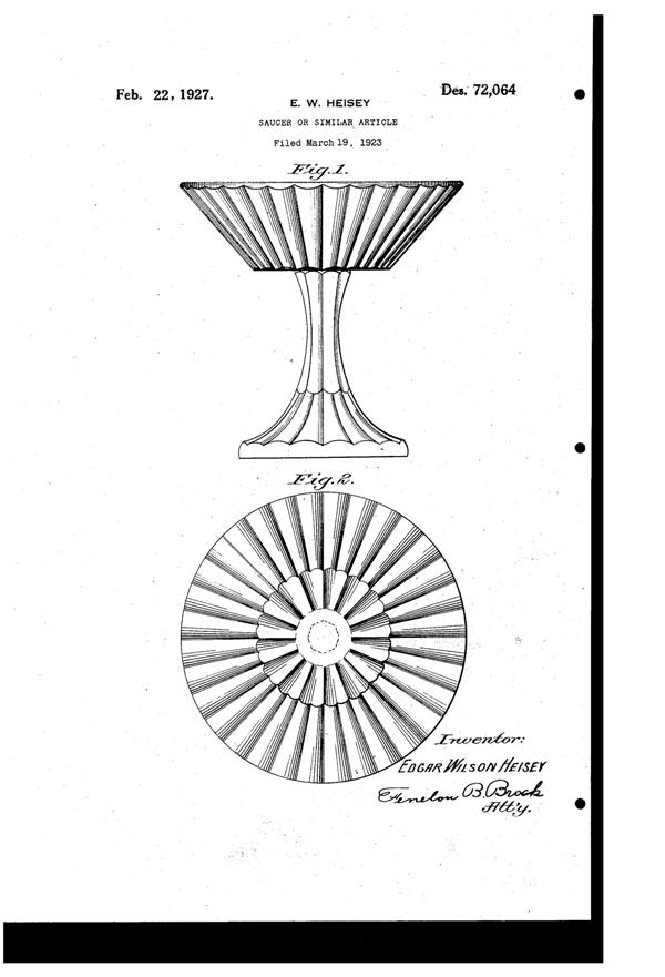 Heisey # 407 Coarse Rib Compote Design Patent D 72064-1